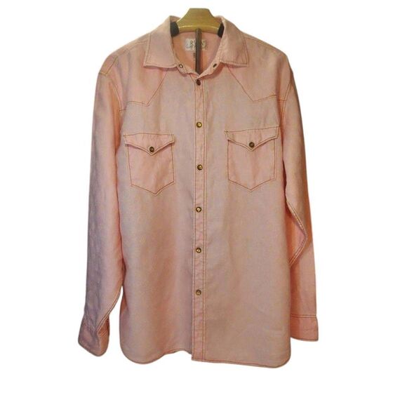Ryan Michael Other - Mens Ryan Michael 100% Linen Pearl Snap Western Shirt Size L.